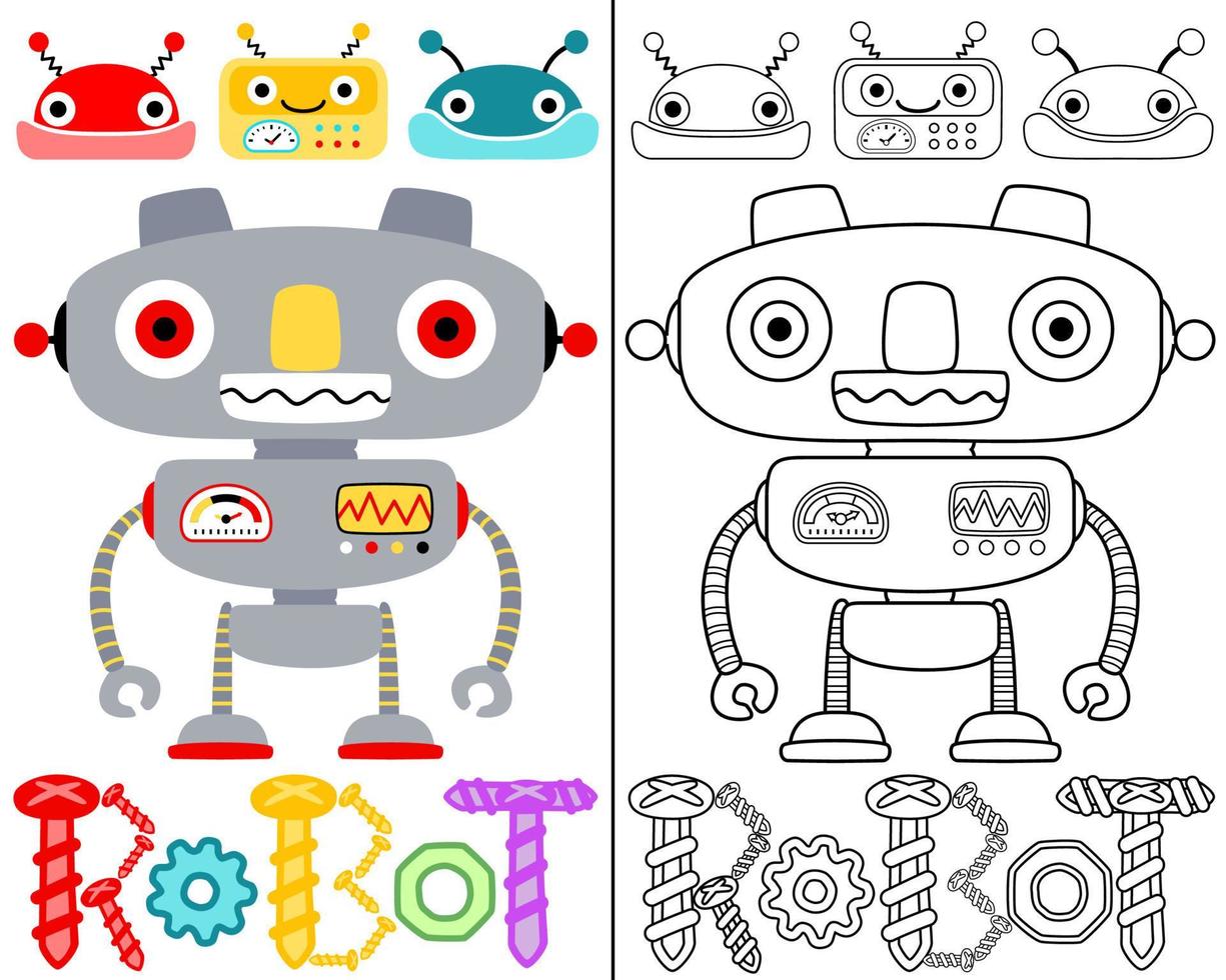 vektor illustration av robotar tecknad serie, färg bok eller sida