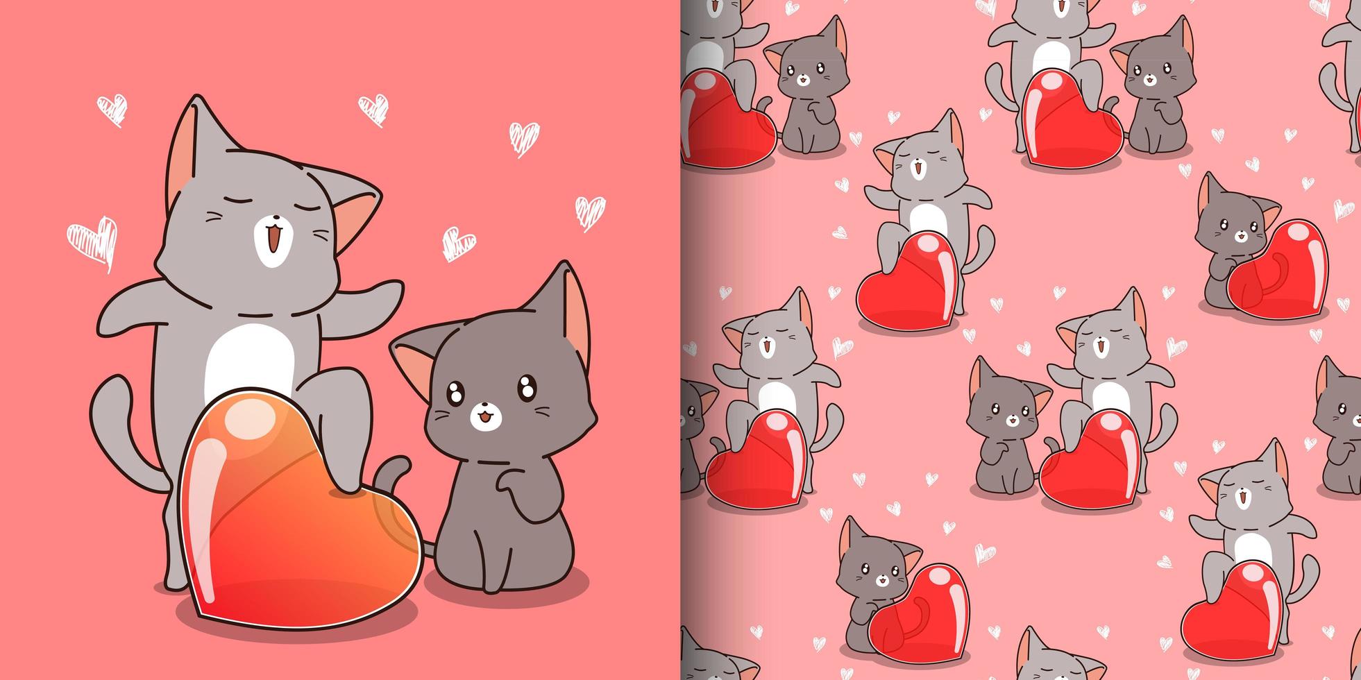 nahtlose Muster kawaii Katze, die über Liebe schreit vektor