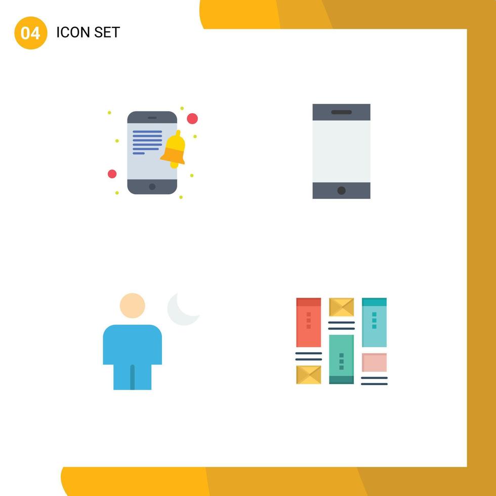 användare gränssnitt packa av 4 grundläggande platt ikoner av mobil måne enhet avatar trådramning redigerbar vektor design element