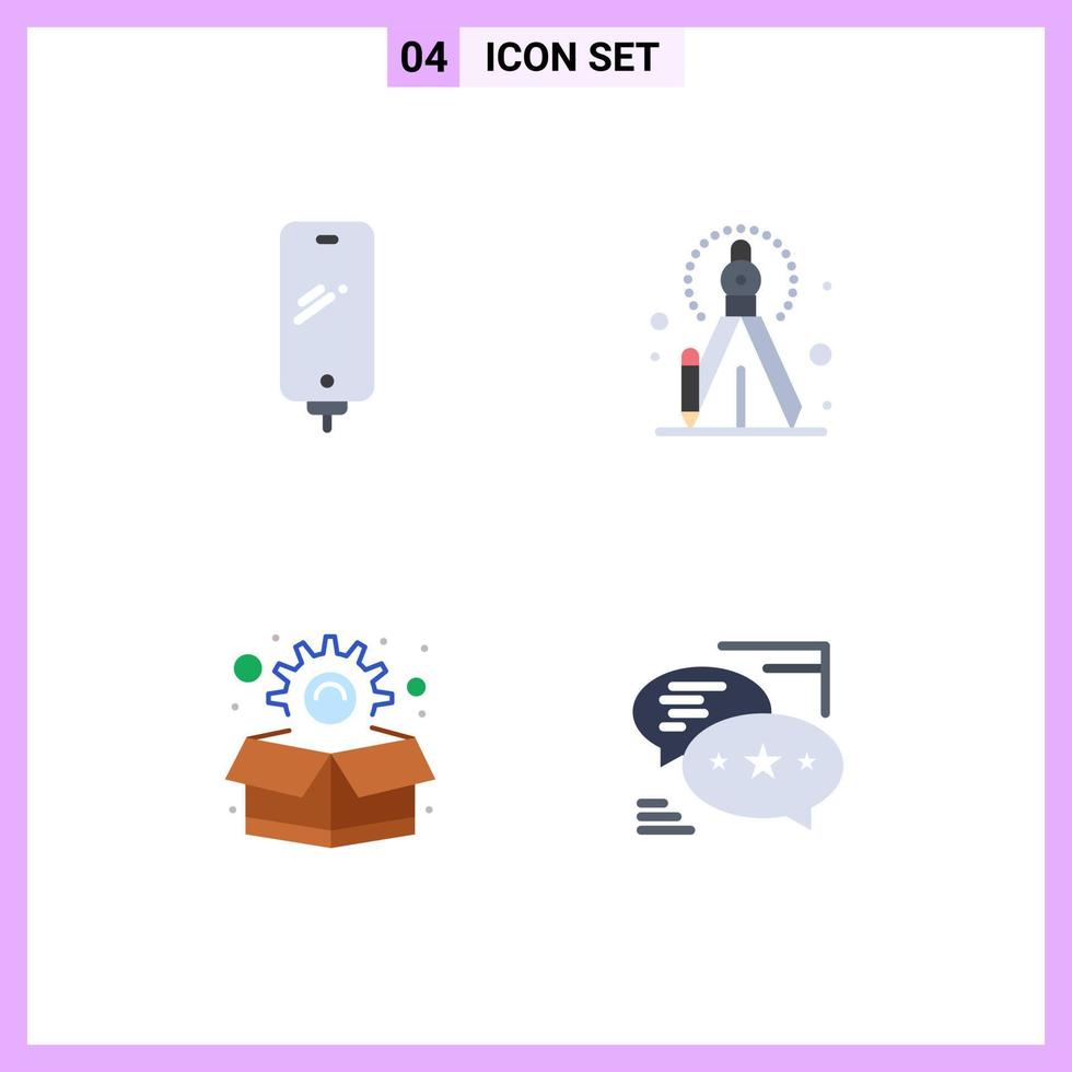 4 universell platt ikon tecken symboler av telefon paket laddning kreativ chatt redigerbar vektor design element