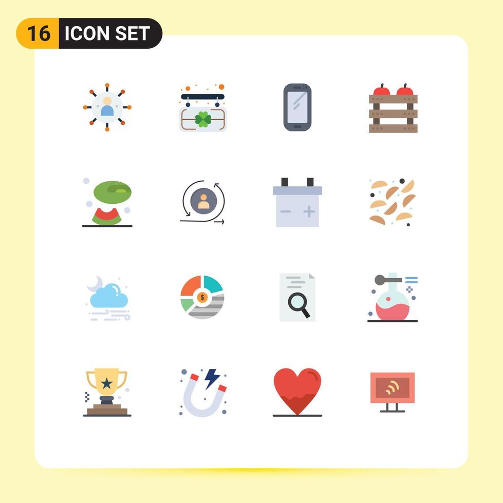 grupp av 16 platt färger tecken och symboler för Semester middag telefon spjällåda samsung redigerbar packa av kreativ vektor design element