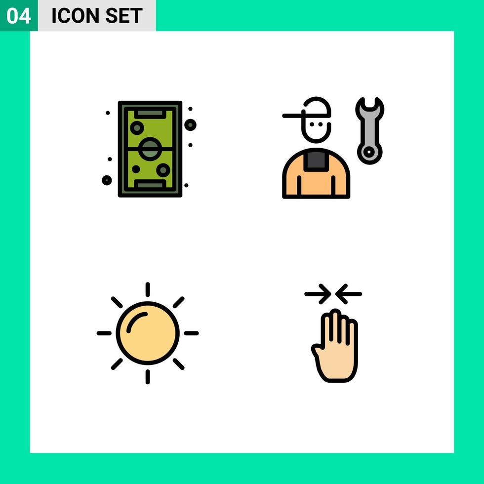 4 thematische Vektor-Filledline-Flachfarben und editierbare Symbole des Fun-Service-Play-Man-Rise editierbare Vektordesign-Elemente vektor