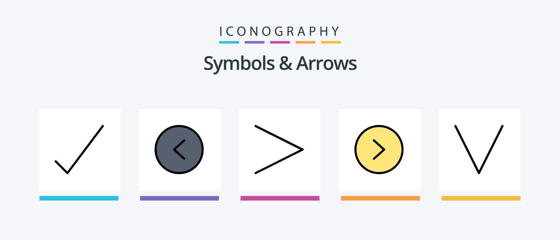 symbole und pfeile linie gefüllt 5 icon pack einschließlich . Neu. nächste. Kreis. kreatives Symboldesign vektor