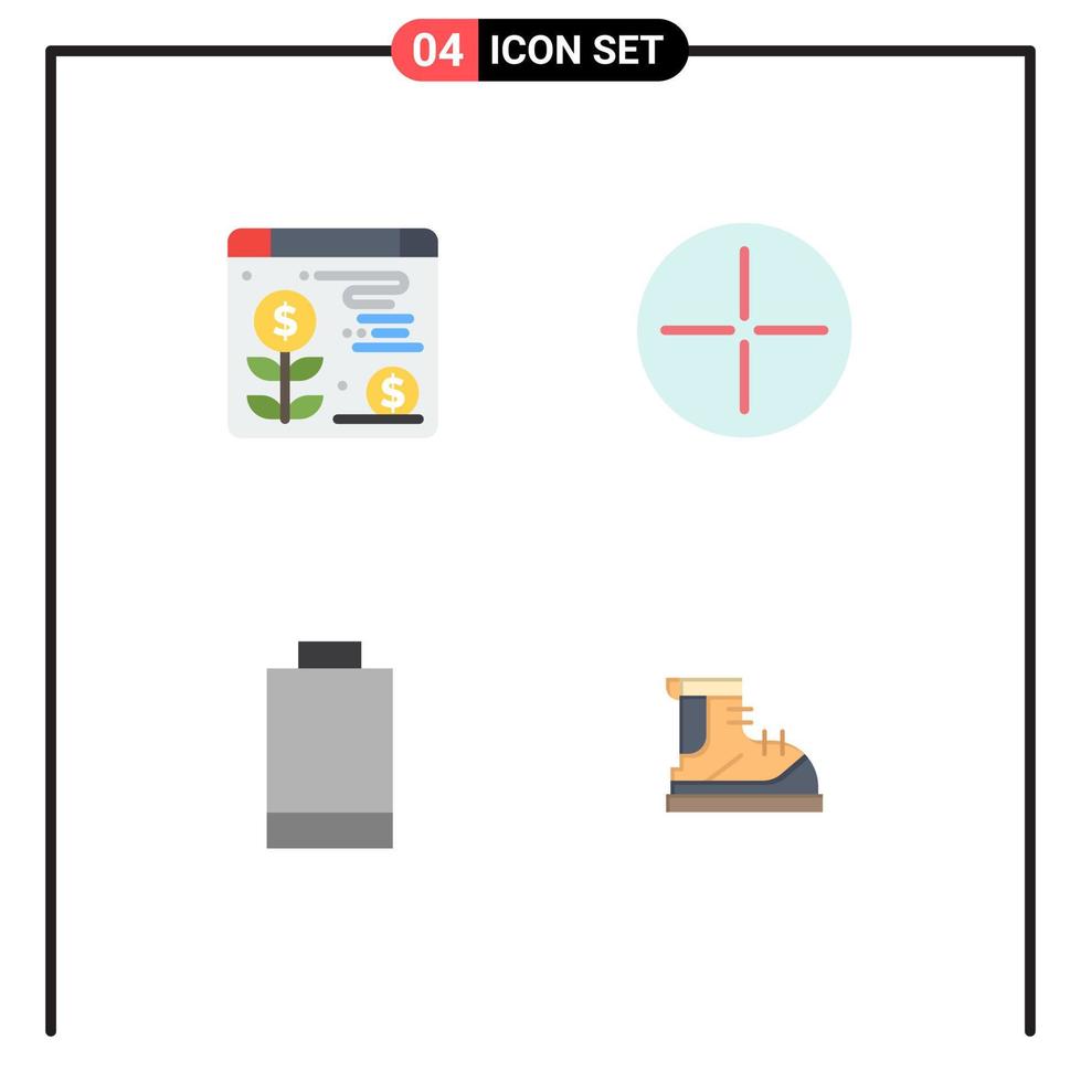 4 tematiska vektor platt ikoner och redigerbar symboler av webb stövlar gammal batteri vandring redigerbar vektor design element