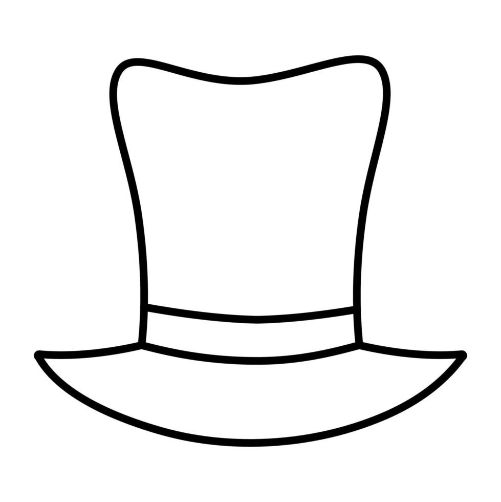 Schwarz-Weiß-Hut-Illustration. Symbol für die Vektorkopf-Zubehörlinie. skizzieren sie die kopfbedeckungsillustration oder farbseite. niedliche lustige festivalkleidung clipart vektor