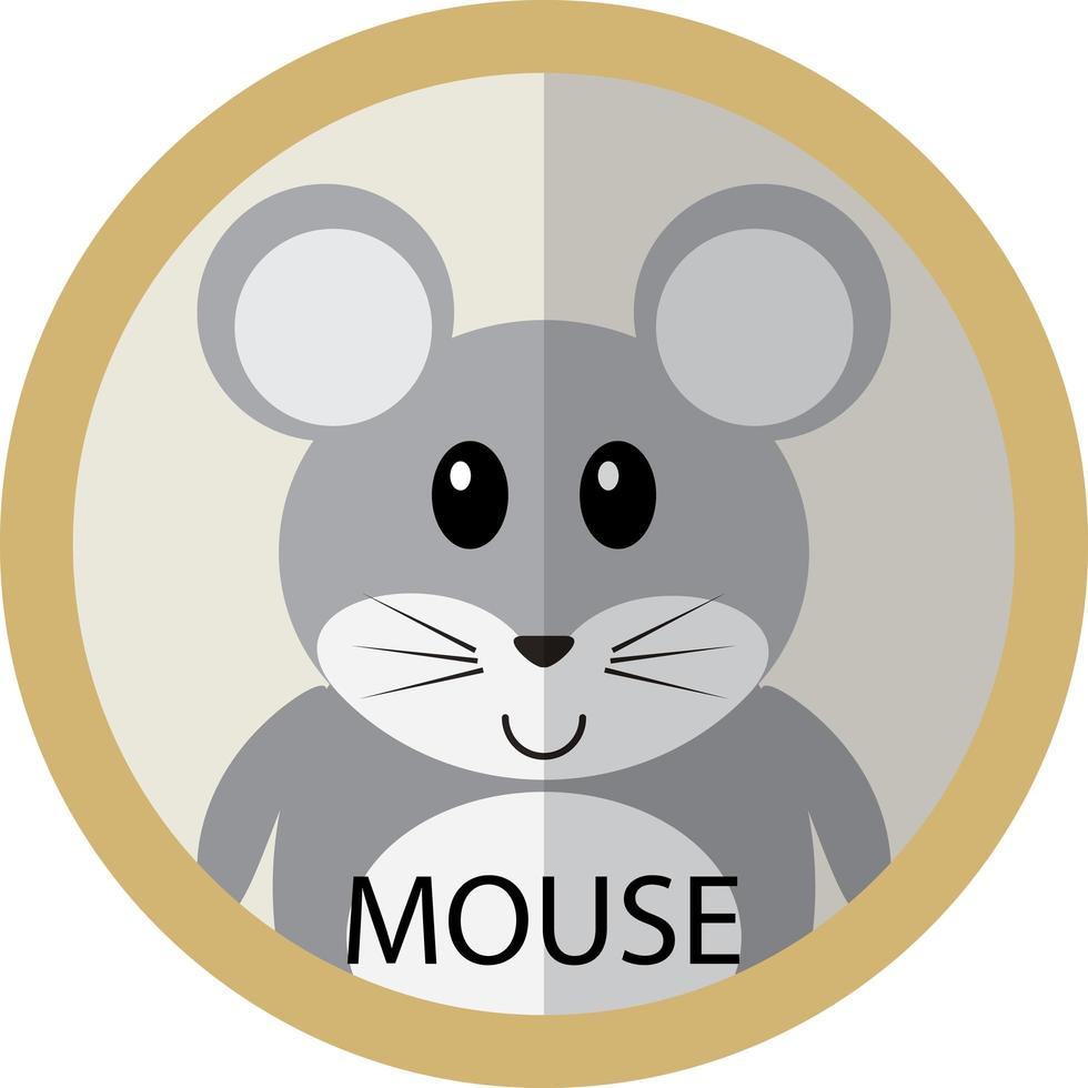 niedliche graue Maus Cartoon flache Symbol Avatar vektor