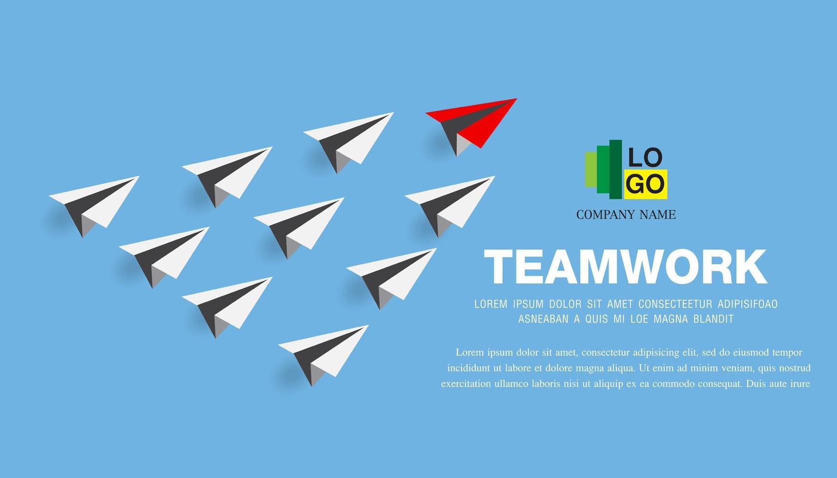 Papierflugzeug als Führer unter anderem, Führung, Teamwork vektor