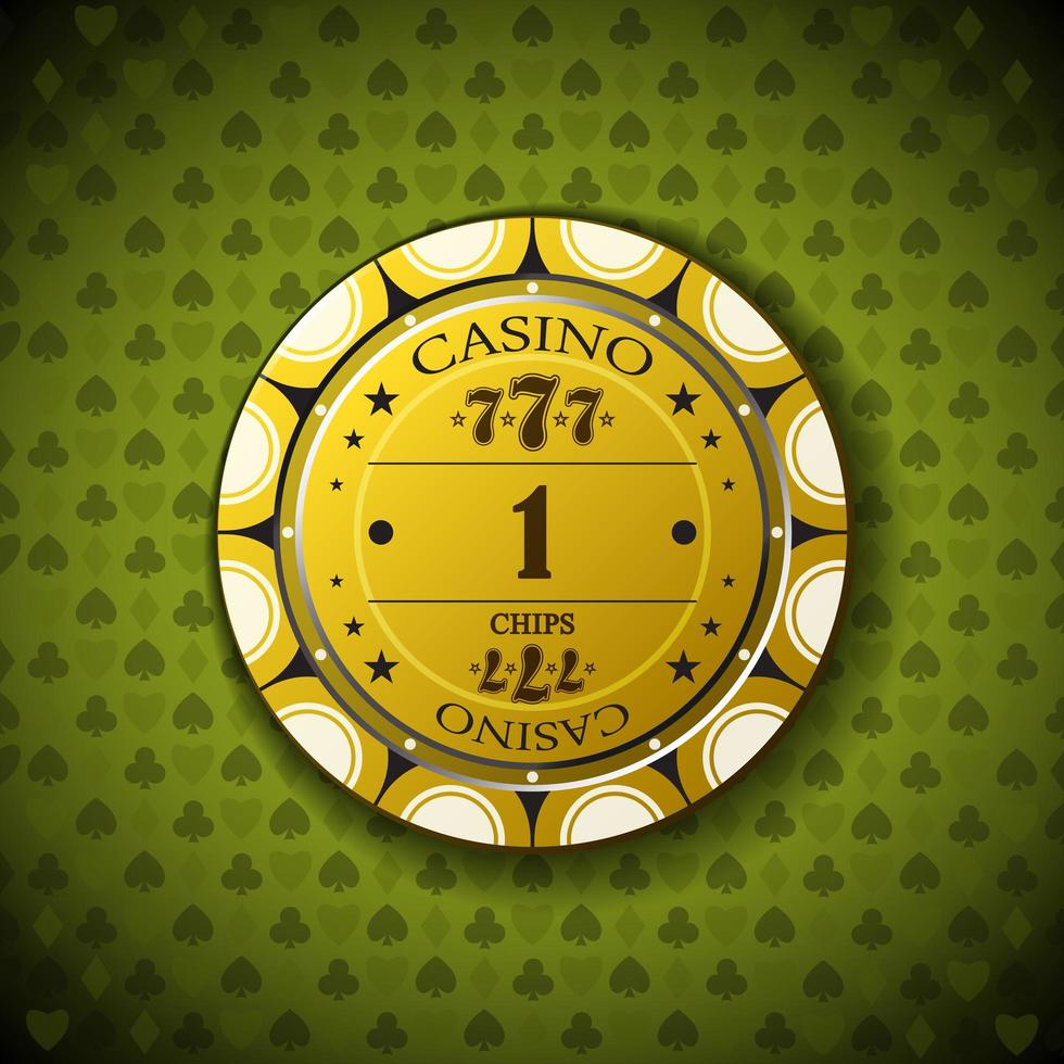 pokerchip nominellt, på kortsymbolsbakgrund vektor