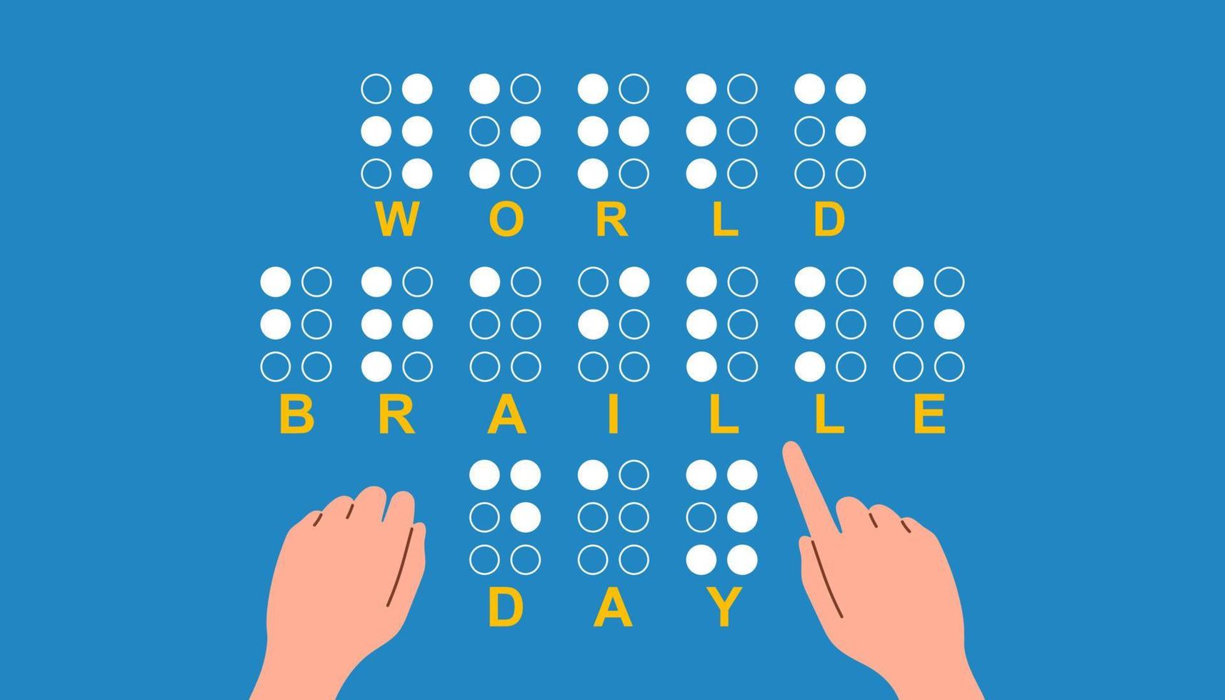 värld blindskrift dag. alfabet för blind, läsning blindskrift koda tecken. 4 januari platt vektor symbol.