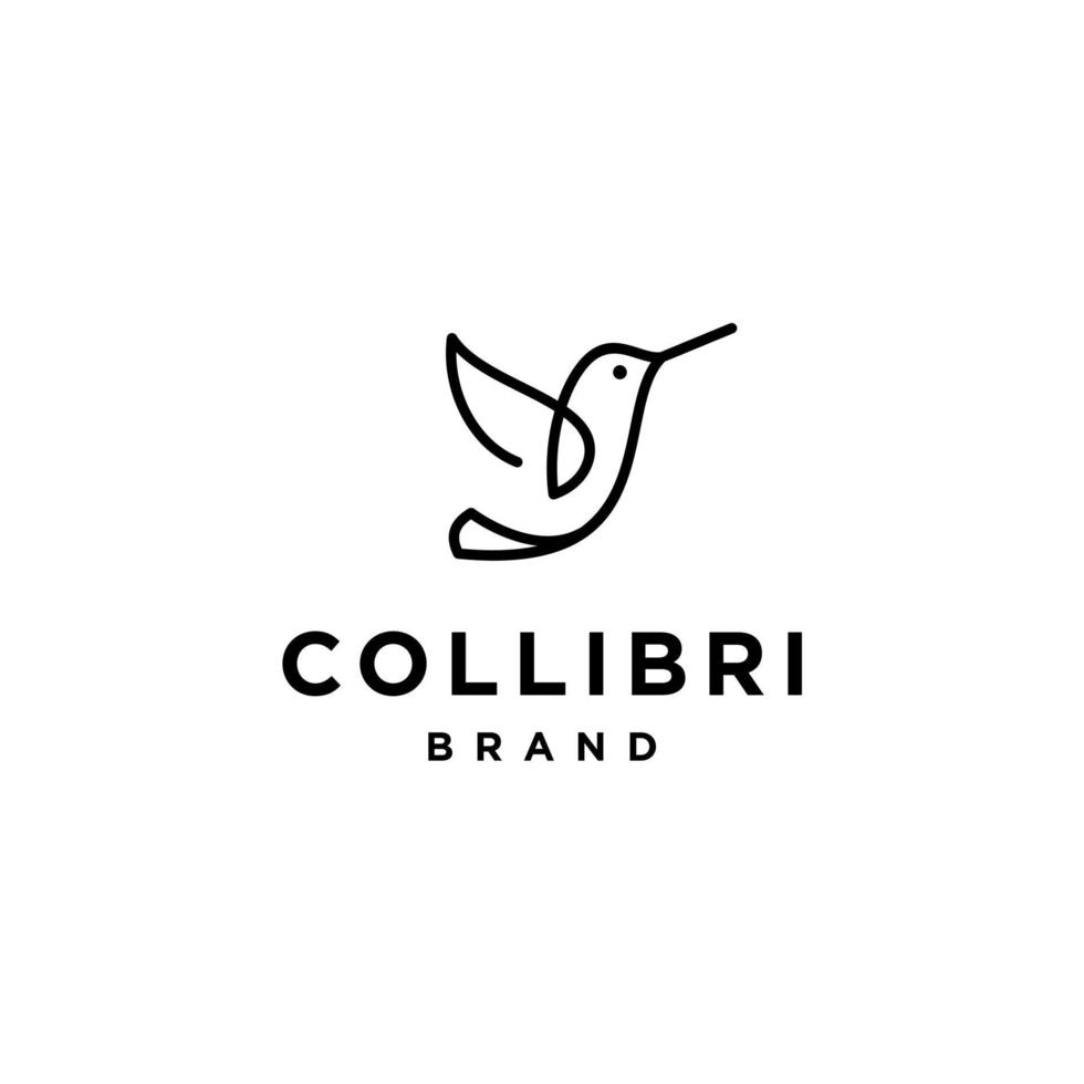 kolibri colibri fågel logotyp ikon linje abstrakt översikt monoline vektor illustration