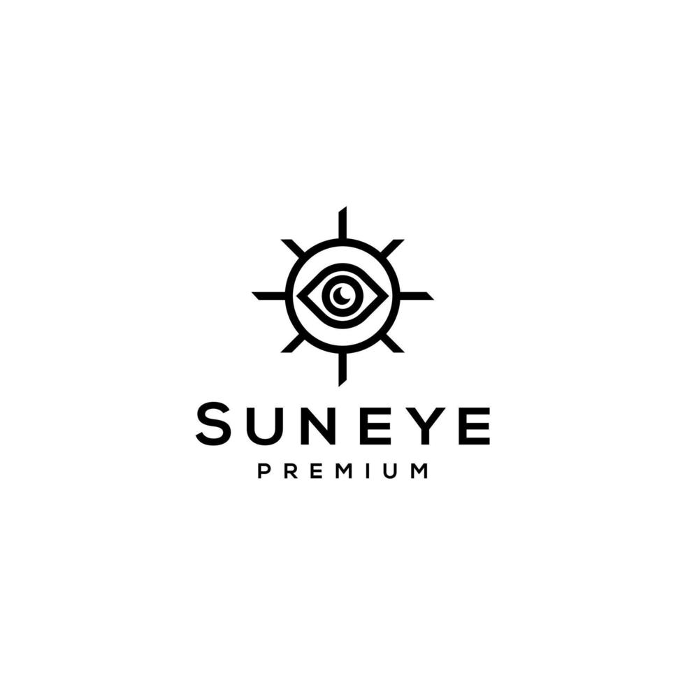 Auge und Sonne Logo Symbol Hipster abstrakte Linie Vektor Symbol Design Illustration