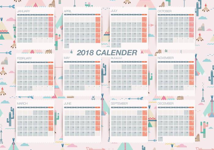 Muster Hintergrund druckbare Monatliche Kalender Vektor