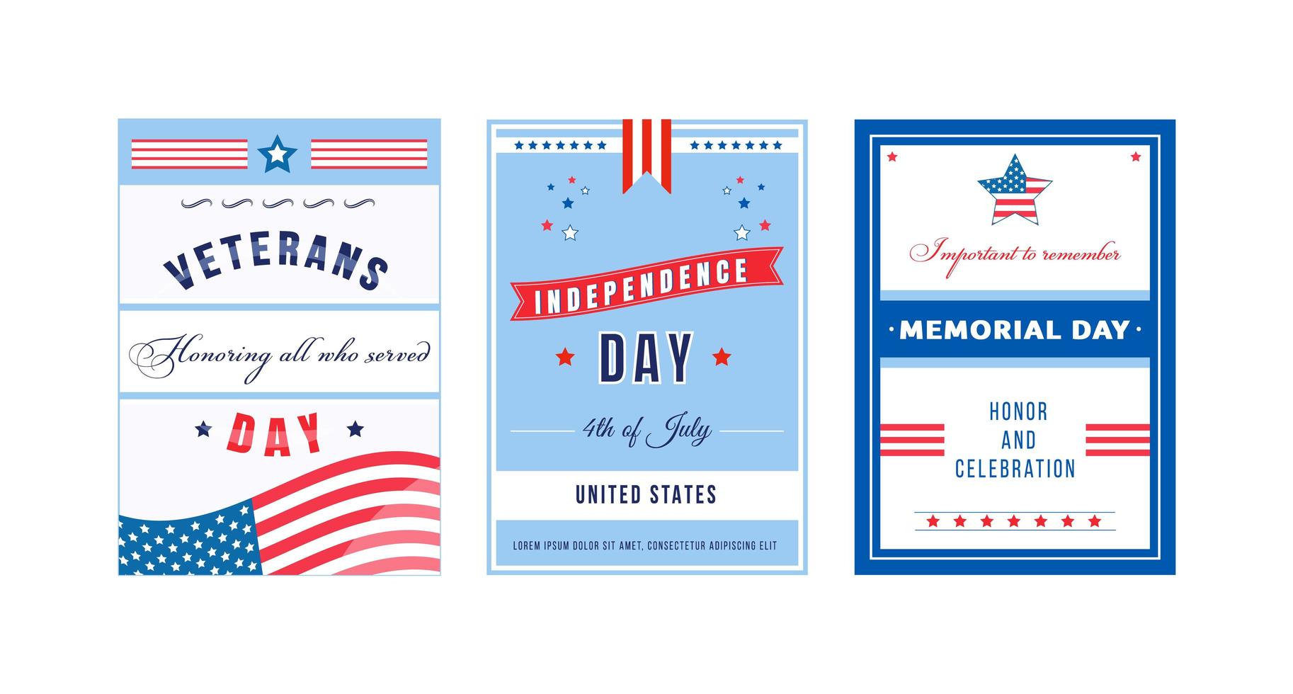 American Celebration Day Poster Set vektor