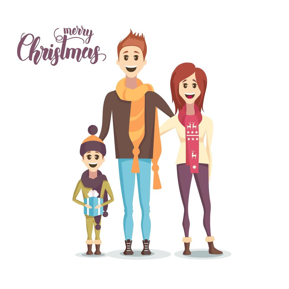lycklig familj vid jul vektor