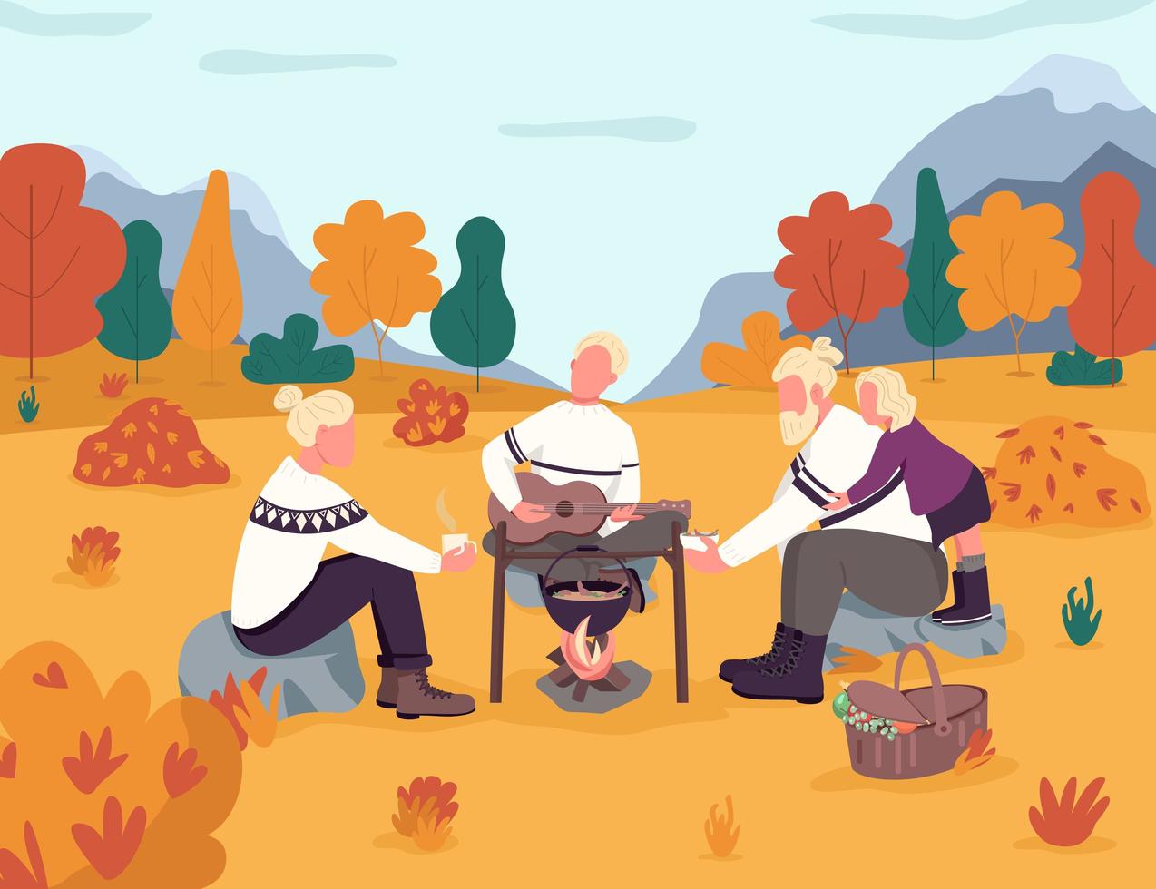 Picknick in der Herbstlandschaft vektor