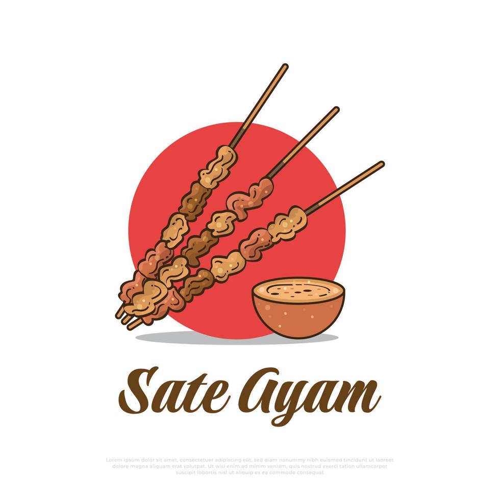 satay oder sate vektorillustration, traditionelles essen aus indonesien. Abbildung von Sat Ayam vektor