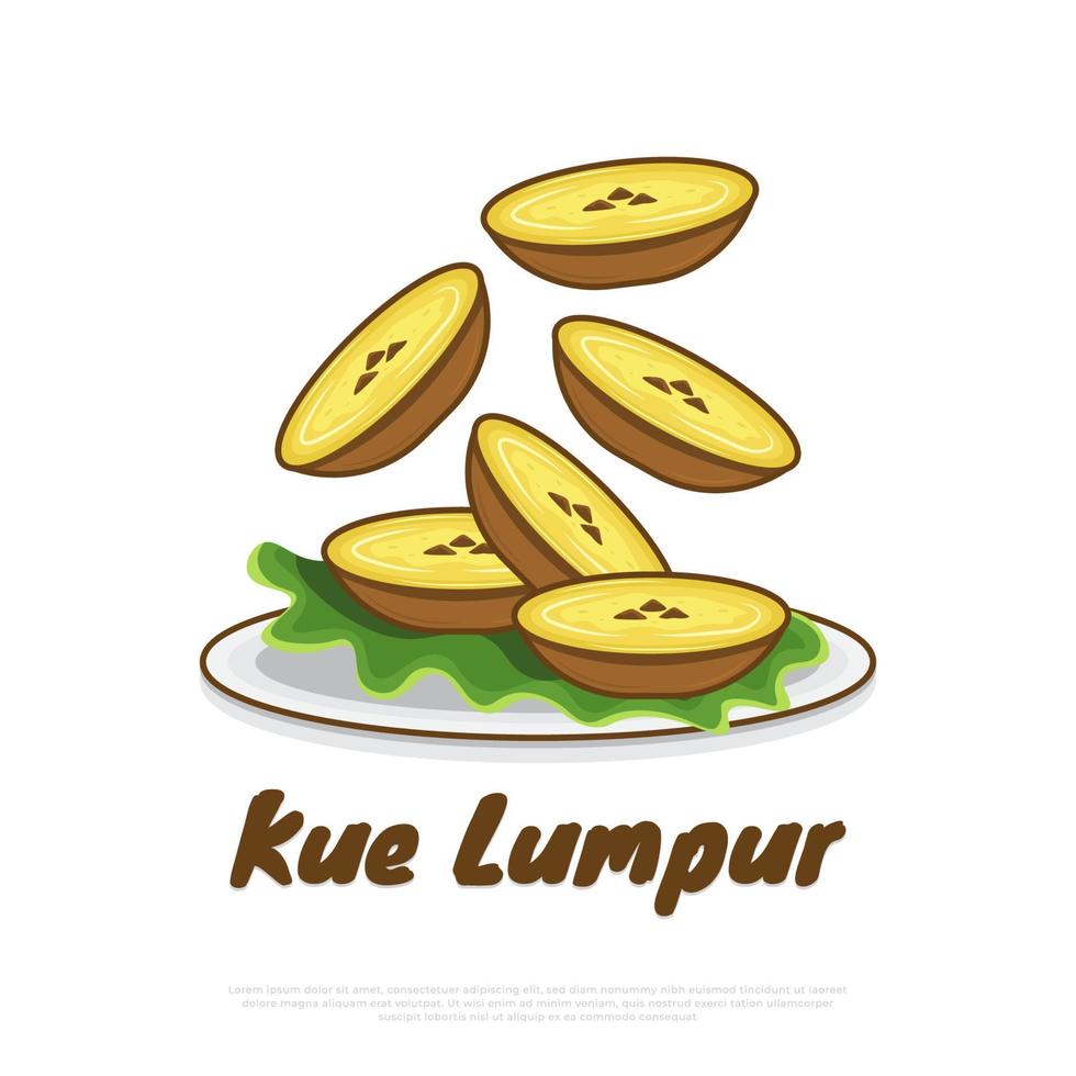 illustration des indonesischen traditionellen essens namens kue lumpur. handgezeichnete indonesische snacks vektor