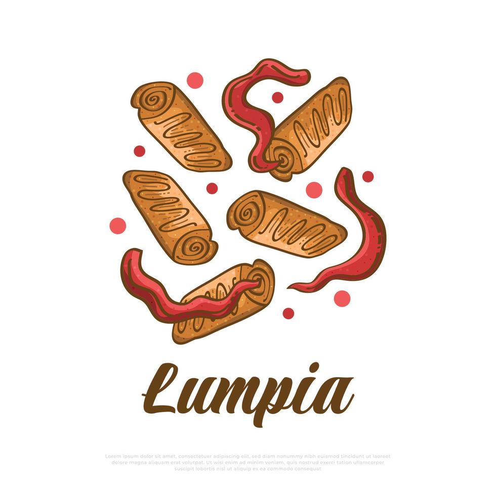 lumpia, traditionell mat från Indonesien. illustration av indonesiska mellanmål vektor