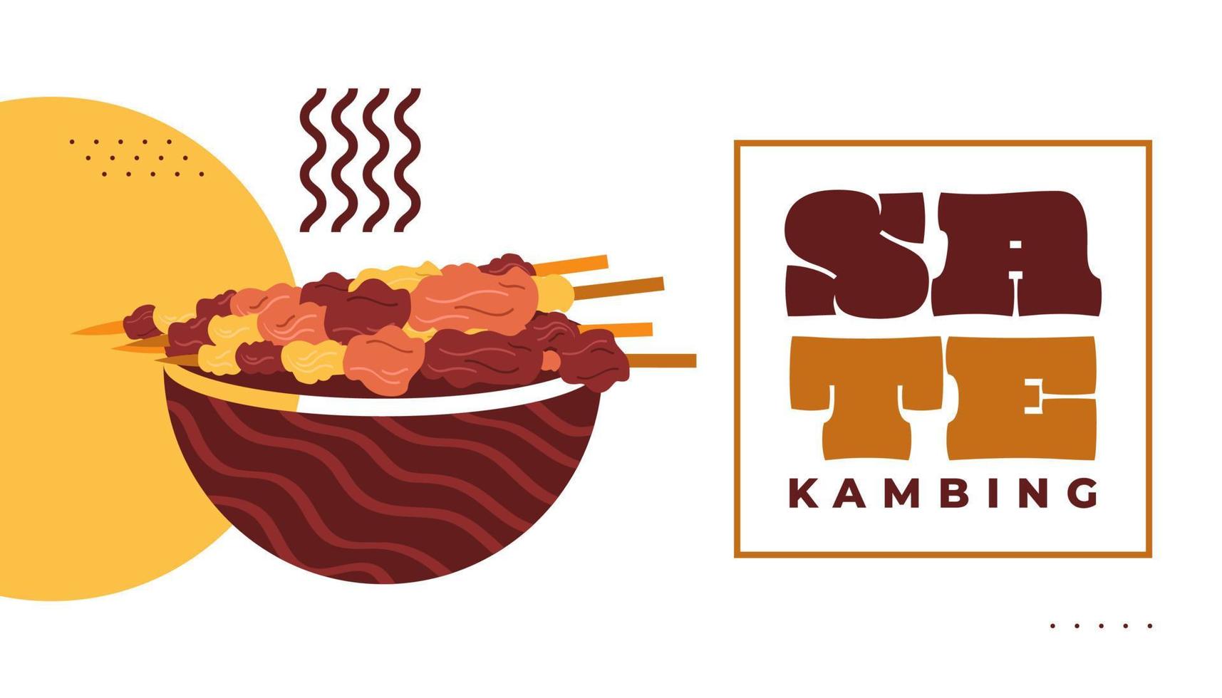 illustration av sate kambing eller lamm satay, populär meny eller mat i indonesien vektor