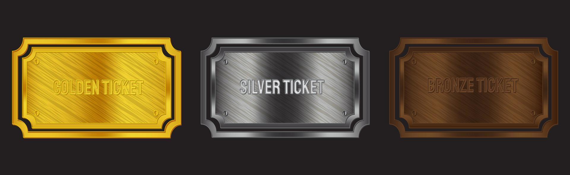 Abzeichen-Sets. Farben Gold, Silber, Bronze. für Tickets, Coupons, Prämien und Mitgliedskarten. vektor