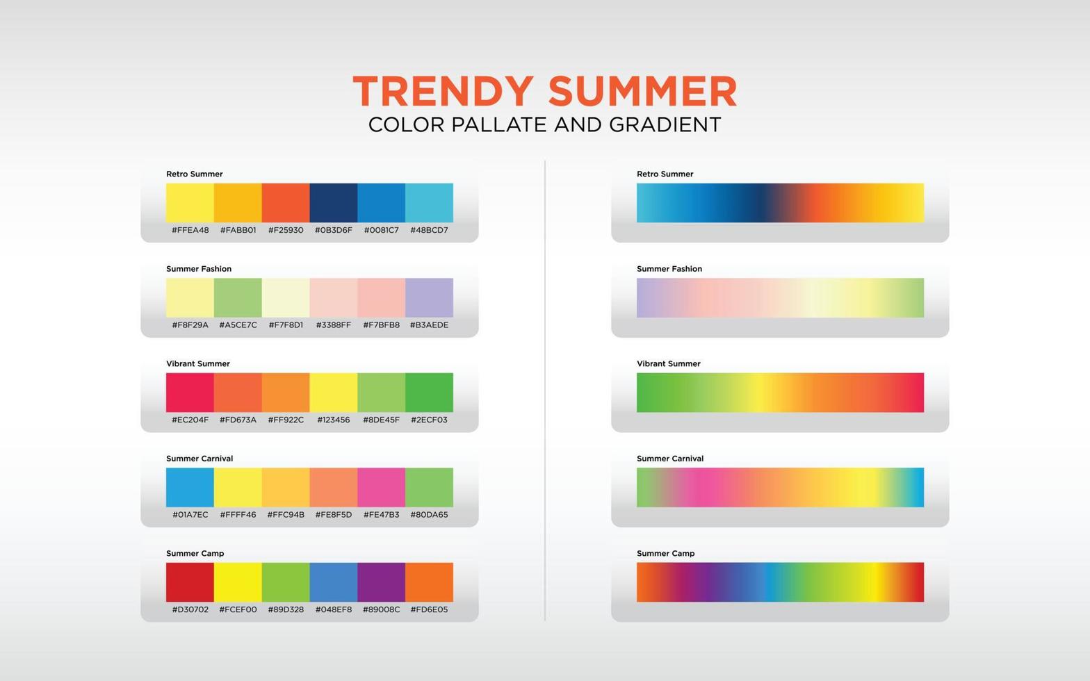 Farbplatte und Farbverlauf für den trendigen Sommer vektor