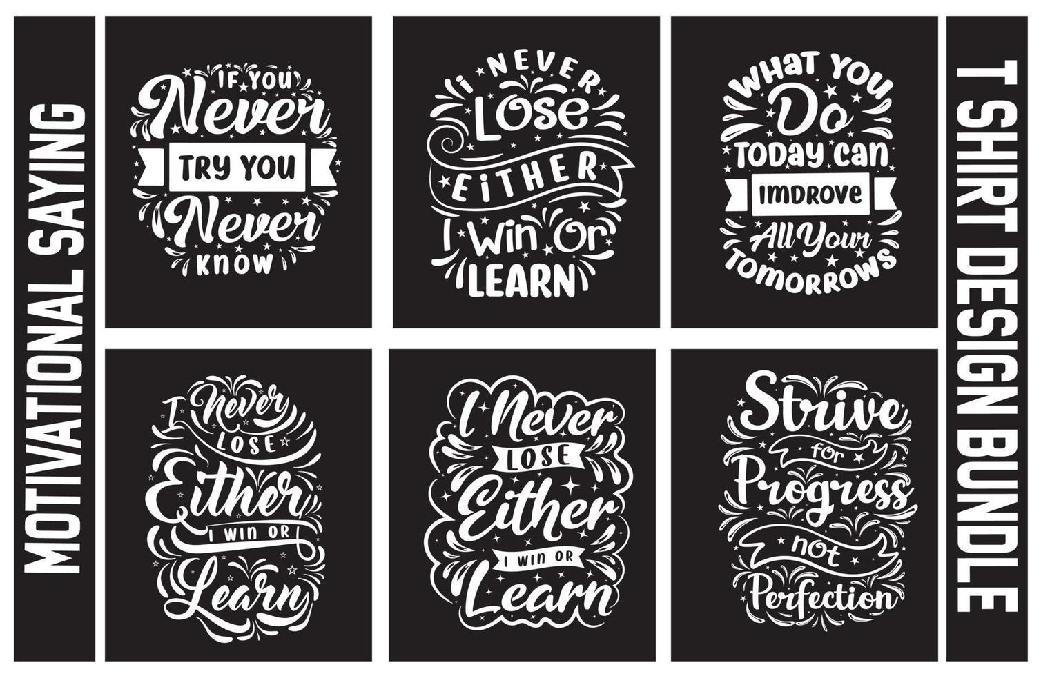 Schriftzug T-Shirt Design Bundle, Motivationsspruch T-Shirt Design Set, Typografie T-Shirt Design Bundle vektor