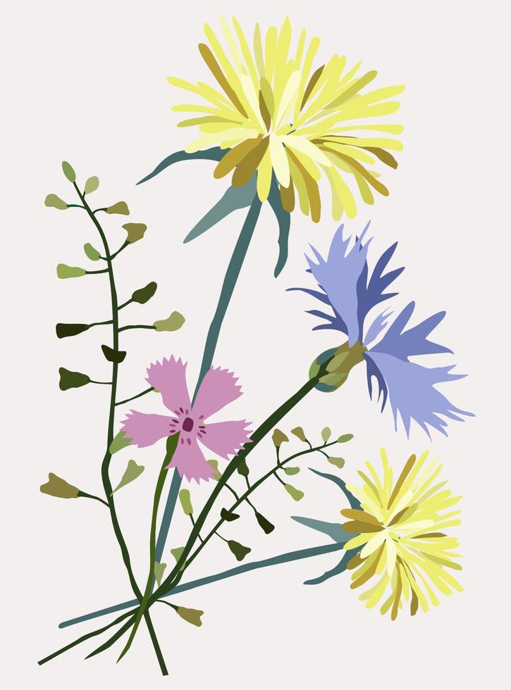 vektor isolerat illustration av vilda blommor.