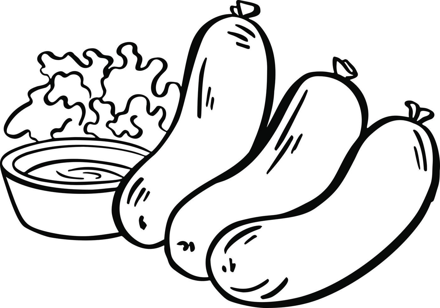 Vektorillustrationselement mit Wurst im Doodle-Stil. handgezeichnetes essen. Symbol, Symbol, Logo. Zutat für Koch. Vektor-Illustration vektor