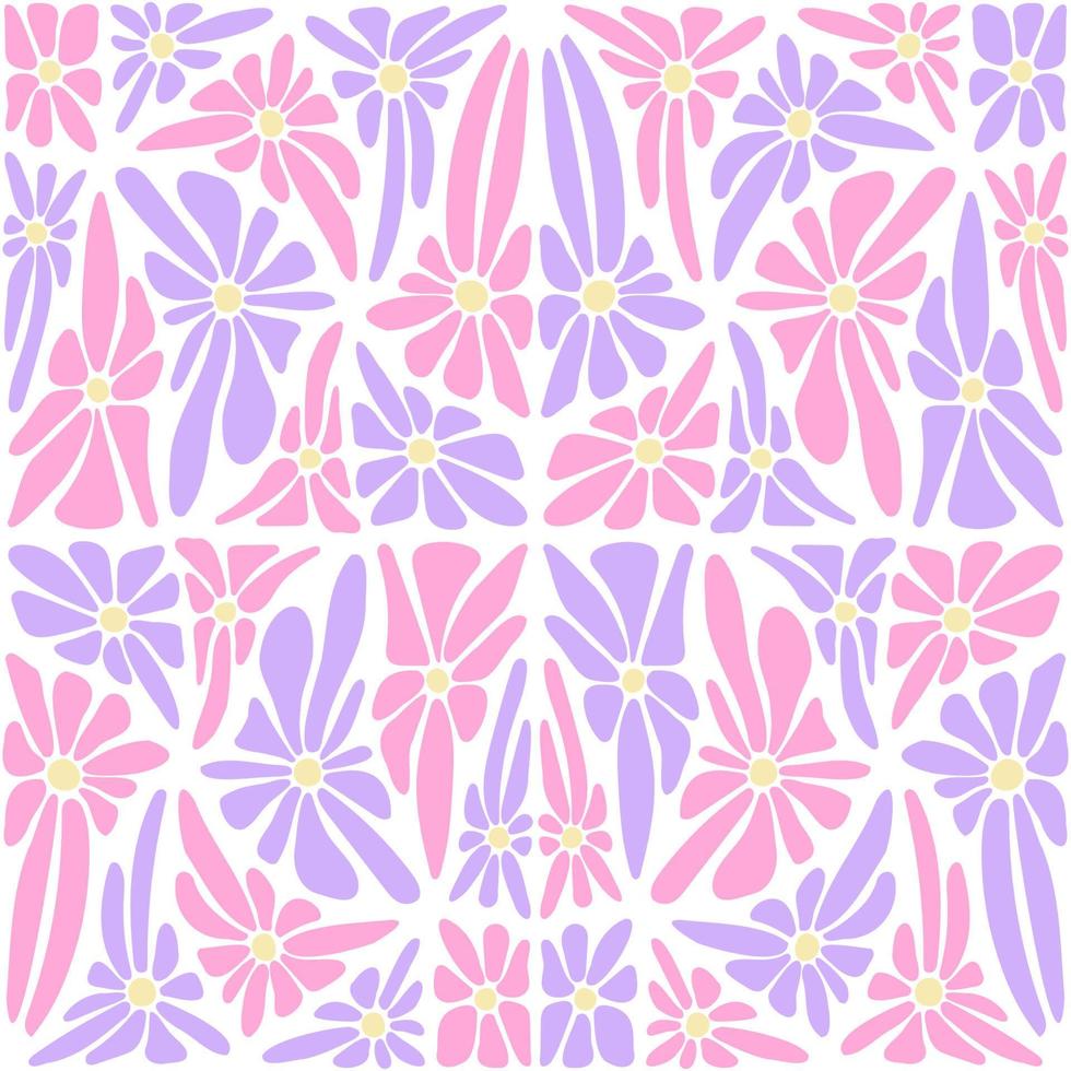 y2k retro kalejdoskopisk förvrängd daisy sömlös mönster. häftig trippy psychedelic geometrisk polygonal daisy blomma. hippie estetisk fraktal hand dragen årgång patchwork vektor illustration.