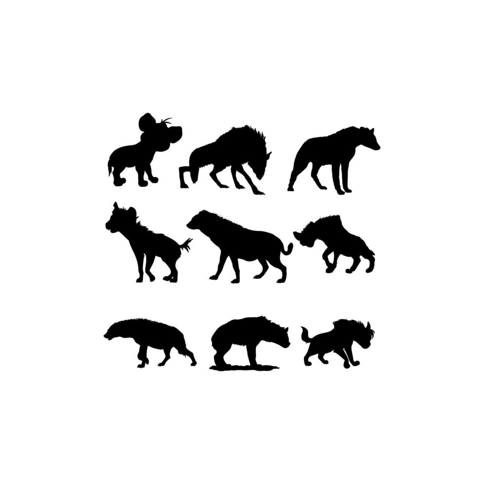 hyena vild djur- samling uppsättning design vektor