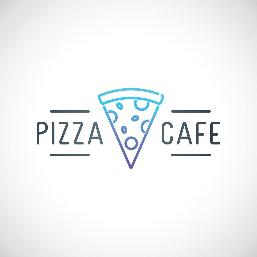 einfaches Emblem für Pizzeria. Liniensymbol mit Stück Pizza und Text. minimalistisches logo für pizzacafé. Vektor-Illustration. vektor
