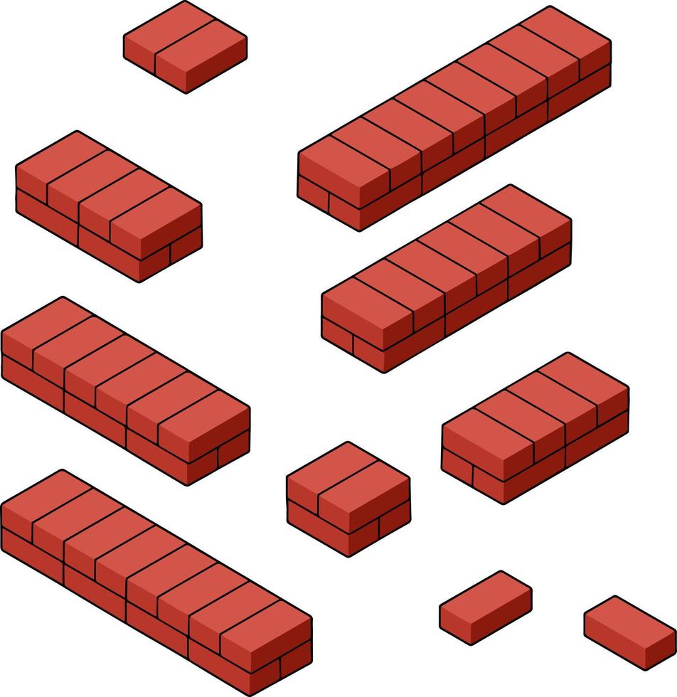 rote Backsteinmauer des Hauses. Element des Hochbaus. Ecke eines Steinobjekts. isometrische Darstellung. Symbol für Schutz und Sicherheit vektor