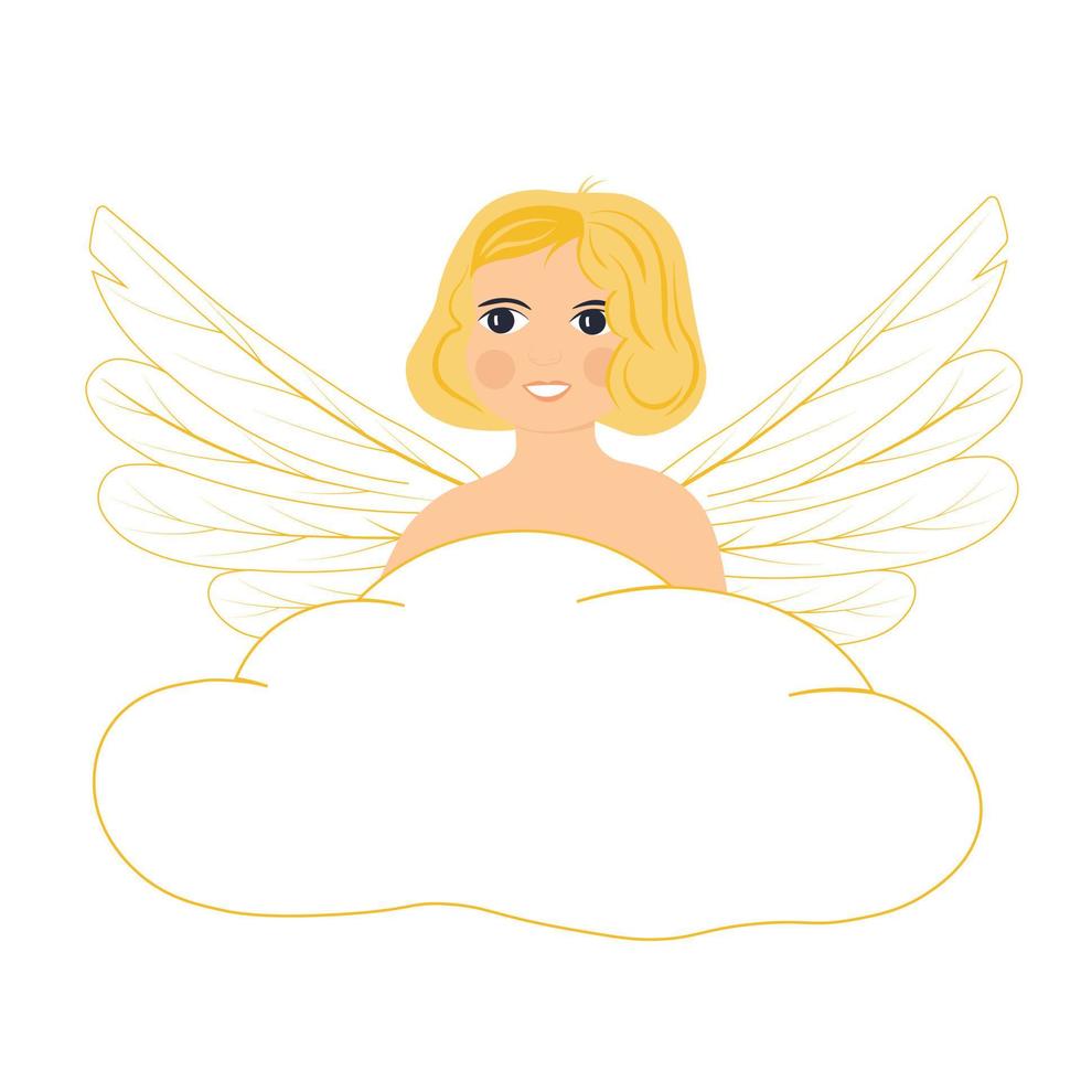 Engelsflügel-Symbol-Vektor-Illustration. Flügelskizze und Babysymbol. Cherub, Valentin. Kirche christlich. liebe handgezeichnet. vektor