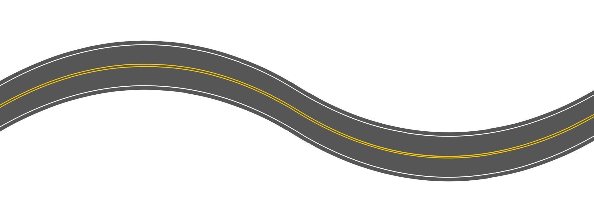 tömma lindning asfalt väg med märkning. horisontell antenn se. sömlös motorväg mall. element av gata körbana vektor