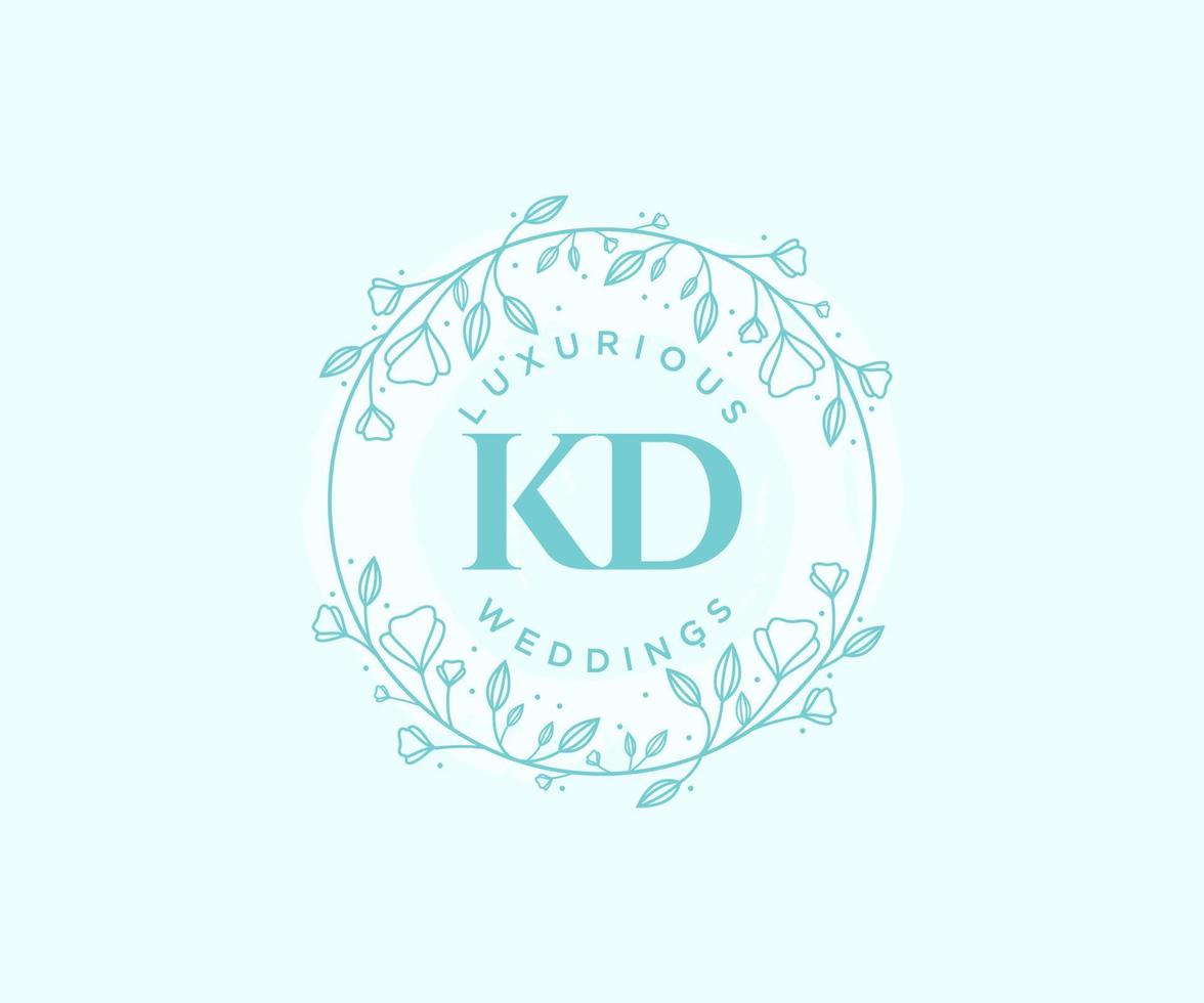 kd initialer brev bröllop monogram logotyper mall, hand dragen modern minimalistisk och blommig mallar för inbjudan kort, spara de datum, elegant identitet. vektor