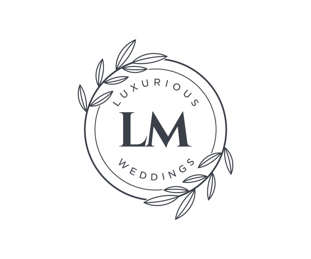 lm initialer brev bröllop monogram logotyper mall, hand dragen modern minimalistisk och blommig mallar för inbjudan kort, spara de datum, elegant identitet. vektor