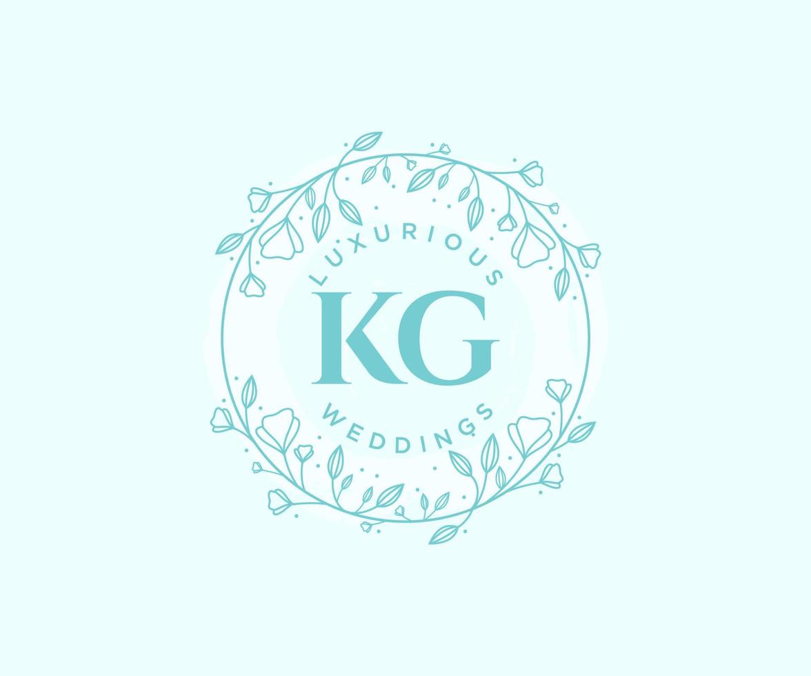 kg Initialen Brief Hochzeit Monogramm Logos Vorlage, handgezeichnete moderne minimalistische und florale Vorlagen für Einladungskarten, Datum speichern, elegante Identität. vektor