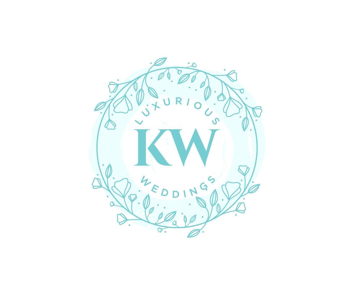 kw Initialen Brief Hochzeit Monogramm Logos Vorlage, handgezeichnete moderne minimalistische und florale Vorlagen für Einladungskarten, Datum speichern, elegante Identität. vektor