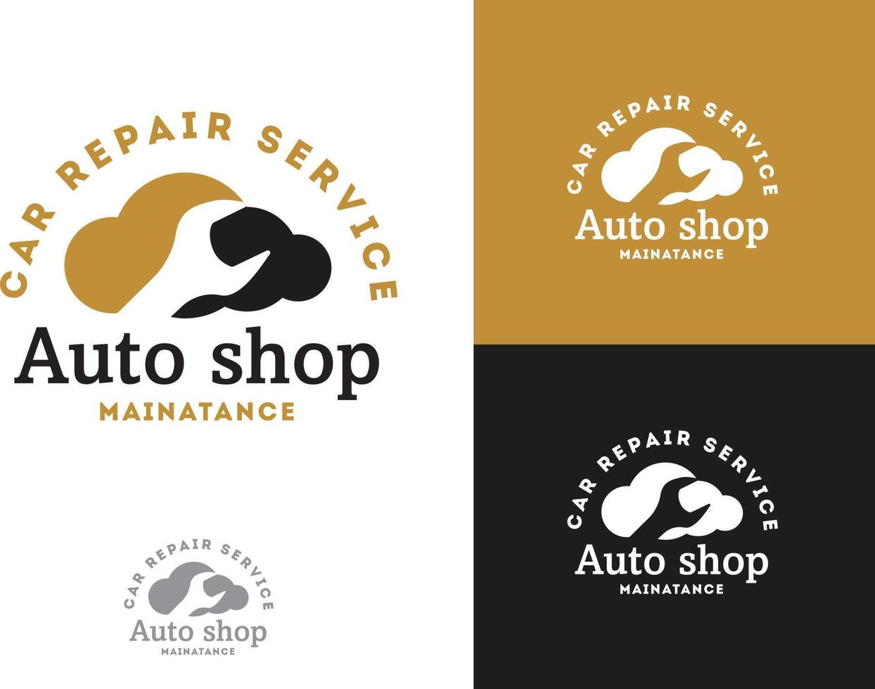 automobil, autoreparaturservice logo design, schraubenschlüssel im zahnradsymbol, mechanikerwerkzeuge vektorillustration. vektor