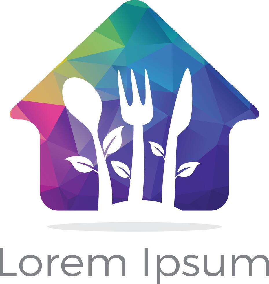 Low-Poly-Restaurant-Logo - Lebensmittelindustrie, Logo-Vektor zum Mitnehmen, polygonales Backen zu Hause. bunter Vektor, vektor