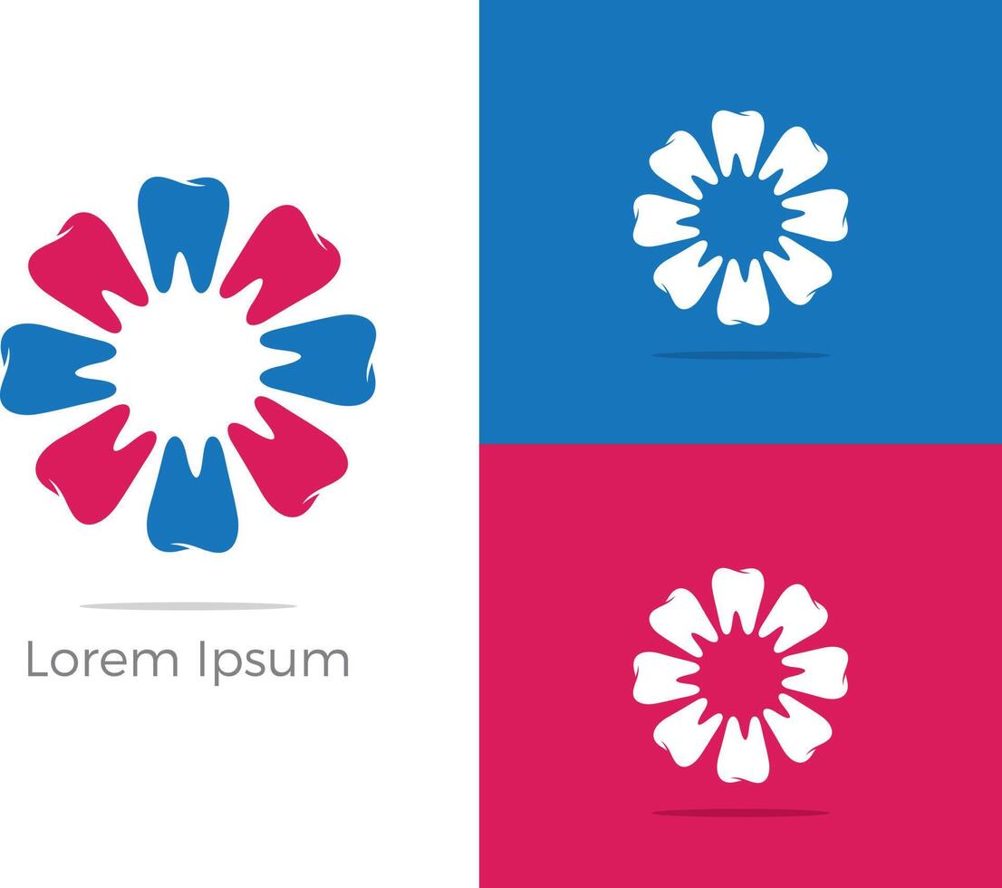 Zahnblumenkreismuster für zahnmedizinisches Logodesign. Zahnpflege-Logo-Design. vektor