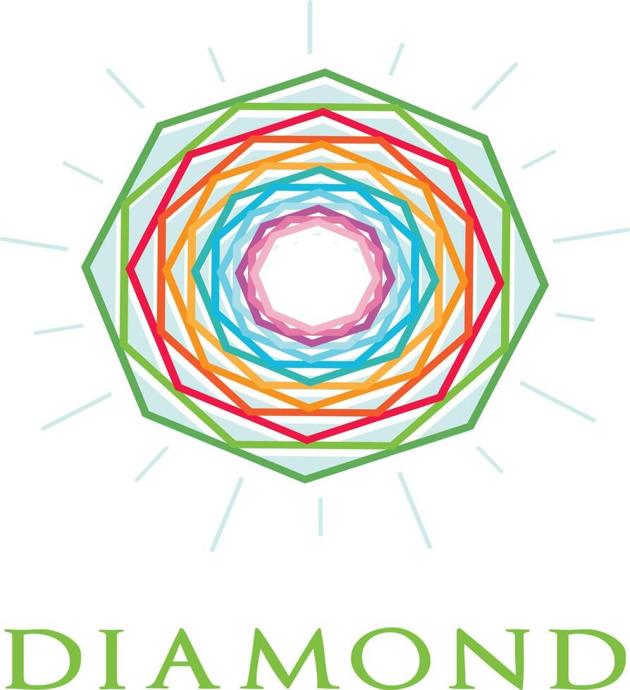 Diamant-Logo, vernichtendes abstraktes Muster. buntes edelstein-logo. vektor