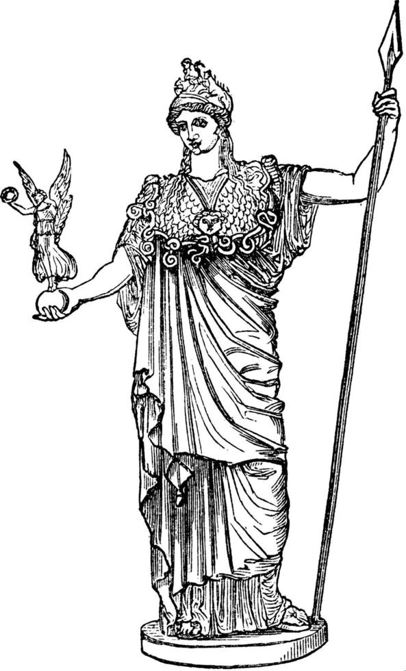 athena vintage illustration. vektor