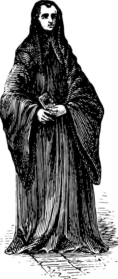 benediktiner mönch vintage illustration. vektor