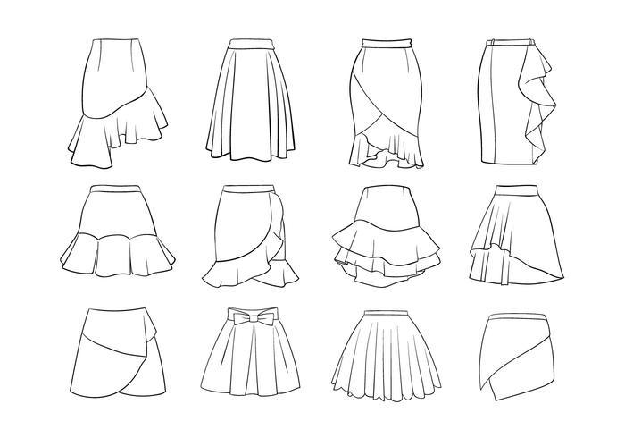 Set Verschiedene Frauen Röcke vektor