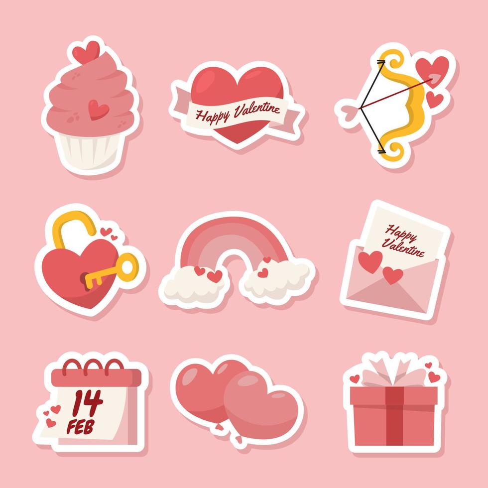 Journal-Vorlage Valentinstag-Sticker-Set vektor