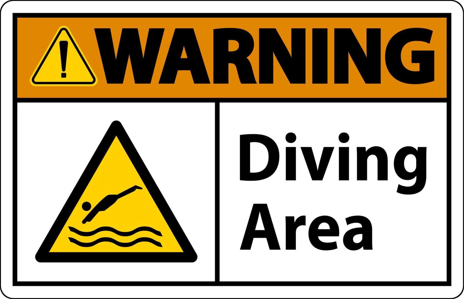 varning dykning område fara tecken på vit bakgrund vektor
