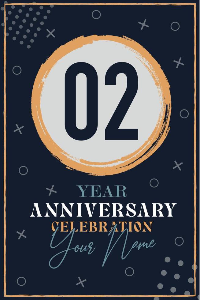 02 Jahre Jubiläum Einladungskarte. Feier-Vorlage moderne Design-Elemente dunkelblauen Hintergrund - Vektor-Illustration vektor
