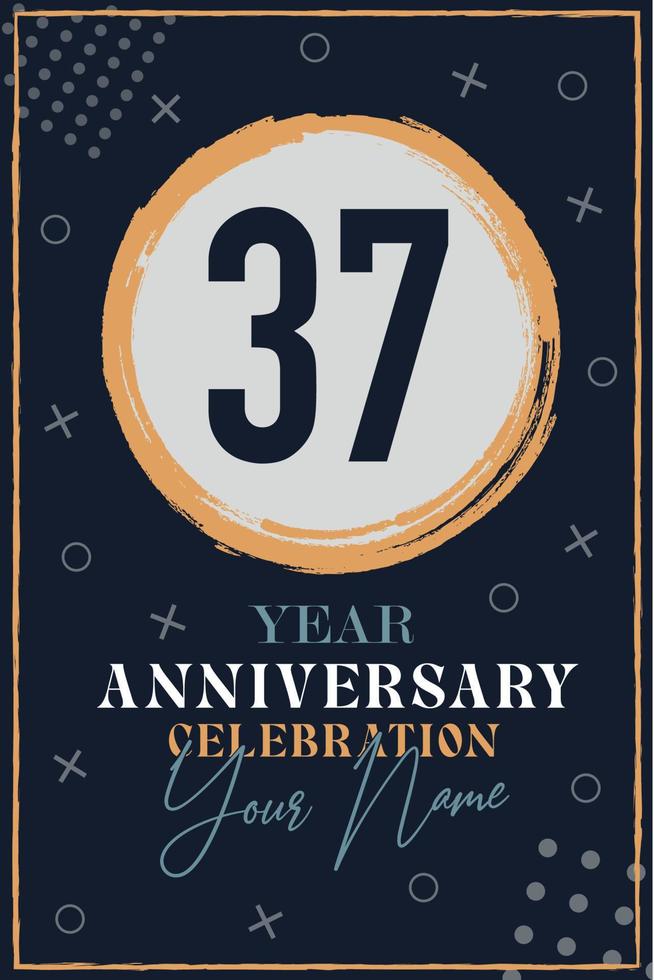 37 år årsdag inbjudan kort. firande mall modern design element mörk blå bakgrund - vektor illustration