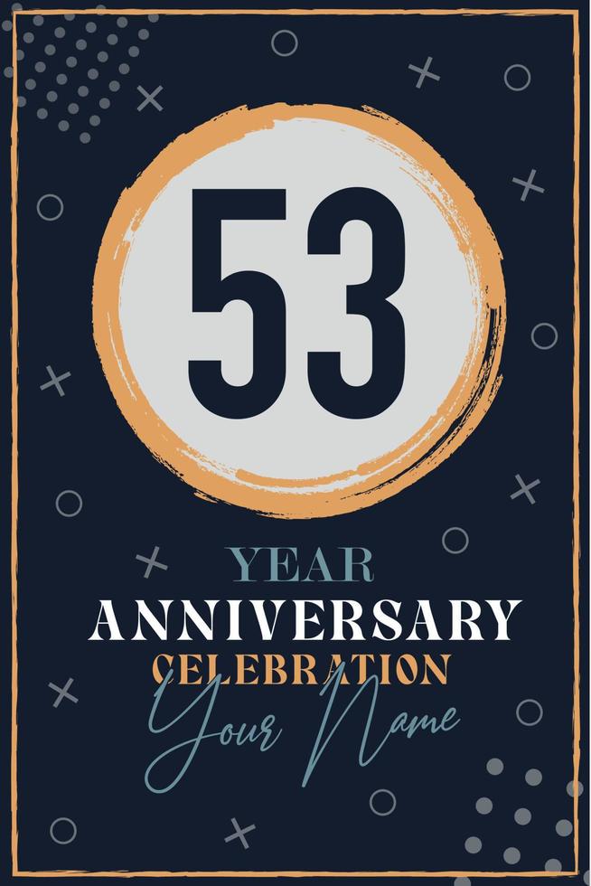 Einladungskarte zum 53-jährigen Jubiläum. Feier-Vorlage moderne Design-Elemente dunkelblauen Hintergrund - Vektor-Illustration vektor